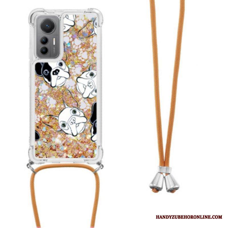 Kuori Xiaomi 12 Lite Kiristysnyörillä Paljetti Kiristysnyöri Koirat