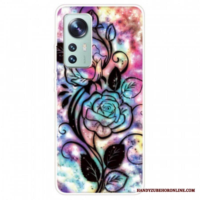 Kuori Xiaomi 12 Pro Graafinen Kukkasilikoni