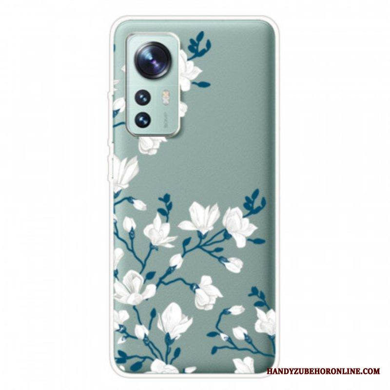 Kuori Xiaomi 12 Pro Silikonin Valkoiset Kukat