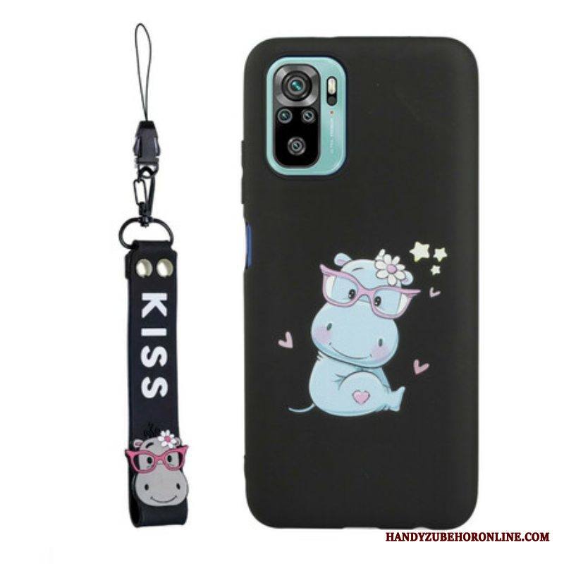 Kuori Xiaomi Redmi Note 10 / 10S Hippo Kiss Lanyardilla