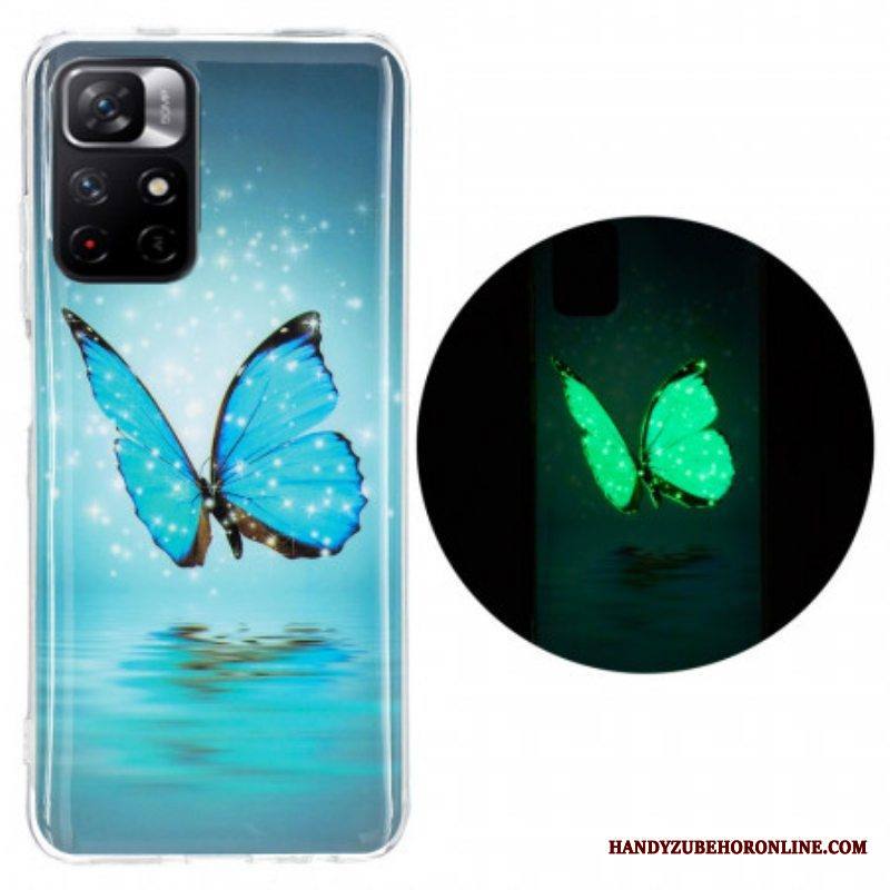 Kuori Xiaomi Redmi Note 11 Pro Plus 5G Fluoresoiva Sininen Perhonen