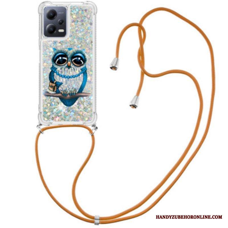 Kuori Xiaomi Redmi Note 12 5G Kiristysnyörillä Paljetti Kiristysnyöri Miss Owl