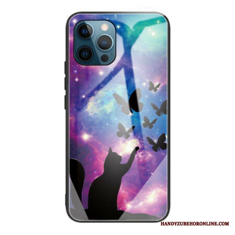 Kuori iPhone 13 Pro Karkaistu Lasi Kissa Ja Perhosia Avaruudessa
