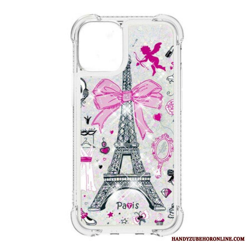 Kuori iPhone 13 Pro Max Eiffel-tornin Paljetteja