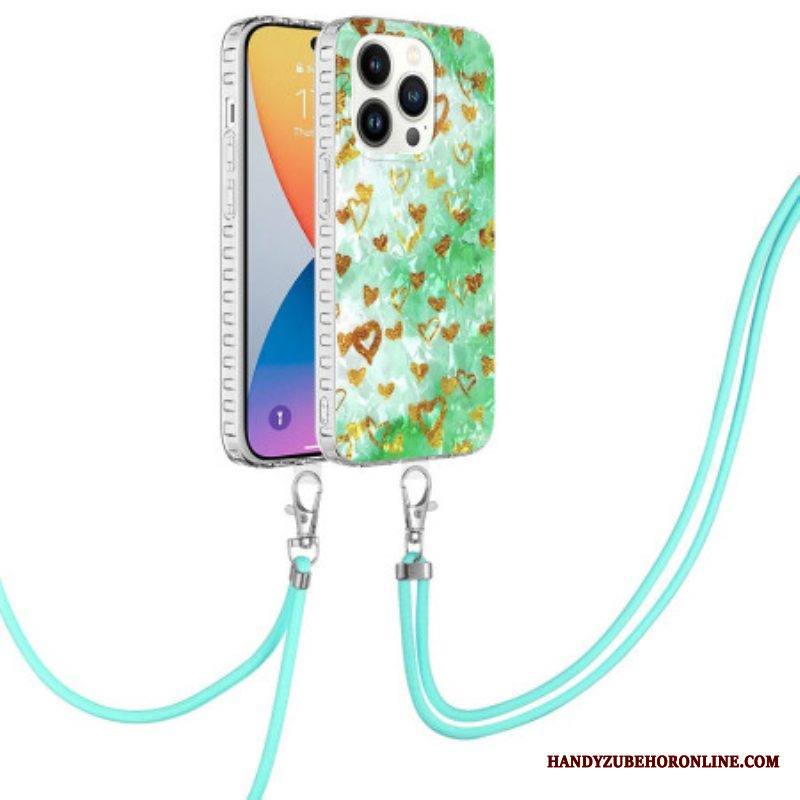 Kuori iPhone 14 Pro Kiristysnyörillä Tyylikäs Sydämen Kiristysnyöri