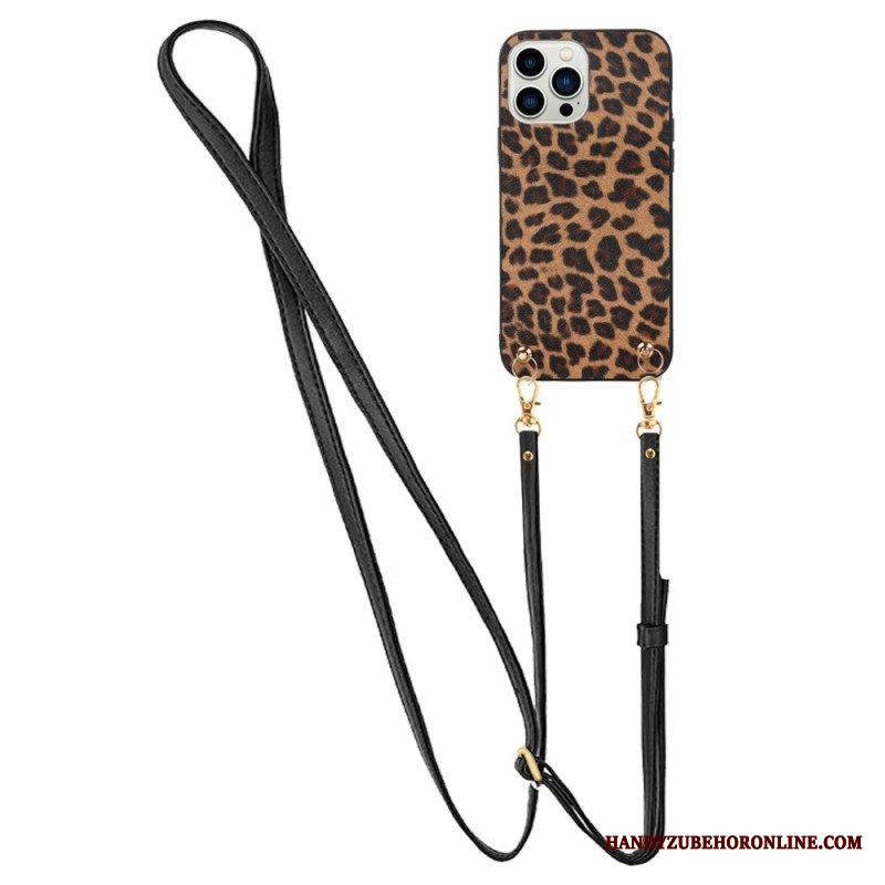 Kuori iPhone 14 Pro Leopardi Olkahihnalla
