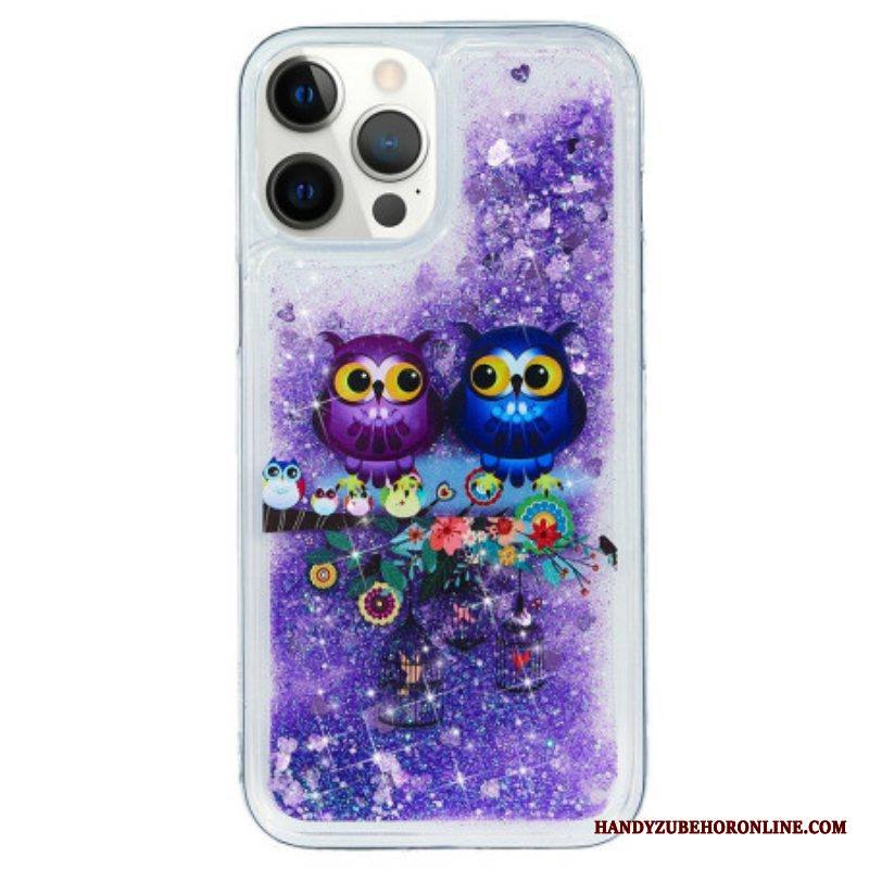 Kuori iPhone 15 Pro Kimaltava Pöllöpari