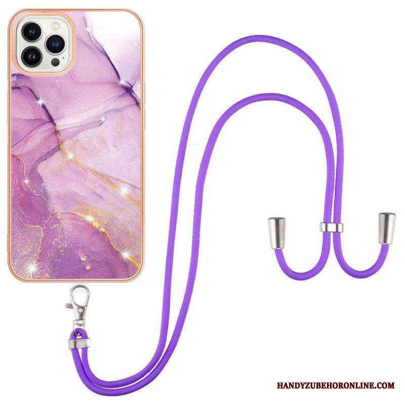 Kuori iPhone 15 Pro Max Kiristysnyörillä Marmorijohto