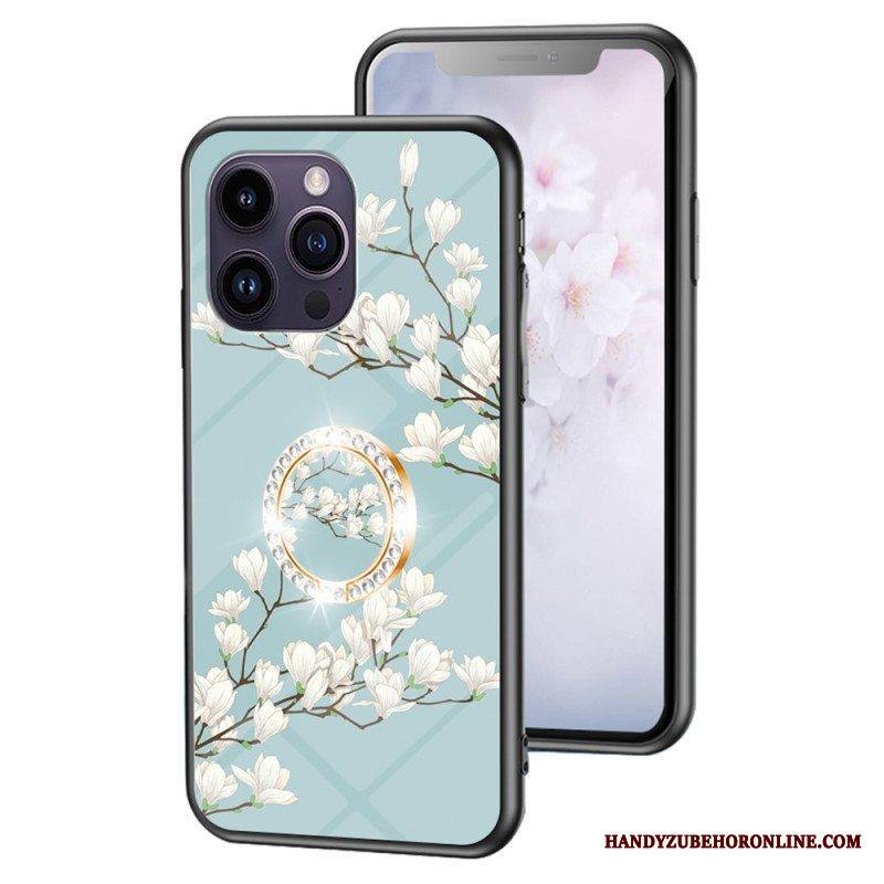 Kuori iPhone 15 Pro Max Kukkakarkaistu Lasi Tukirenkaalla