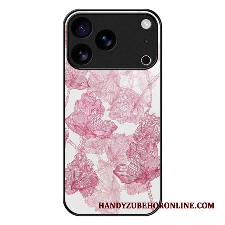 Kuori iPhone 17 Pro Max Kukkaiskuvioinen Pinkki Karkaistu Lasi