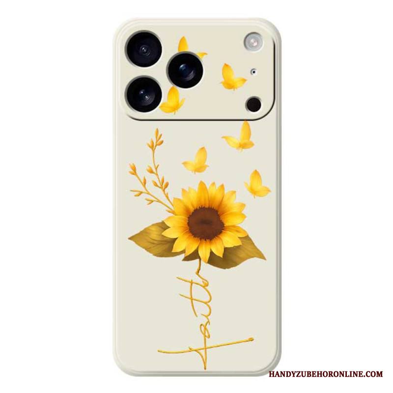 Kuori iPhone 17 Pro Nestemäisestä Silikonista Tehdyt Auringonkukat Ja Perhoset