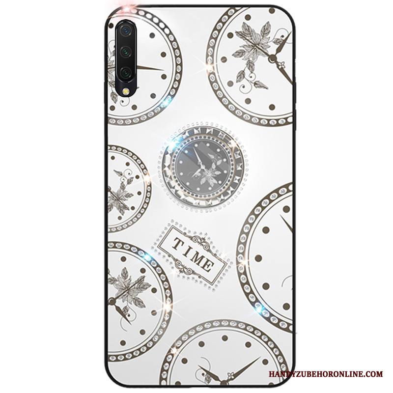 Mi 9 Lite Kuori Pieni Kotelo Ripustettavat Koristeet Valkoinen Strassi Suojaus Pehmeä Neste