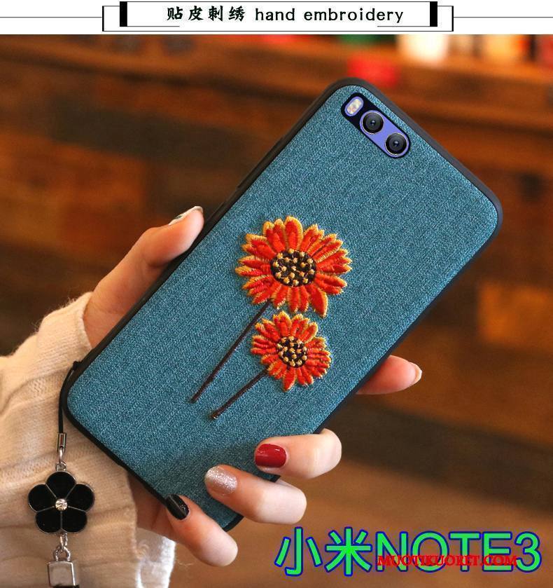 Mi Note 3 Kuori Vaaleansininen Pieni Kotelo Punainen Suojaus All Inclusive Kirjonta