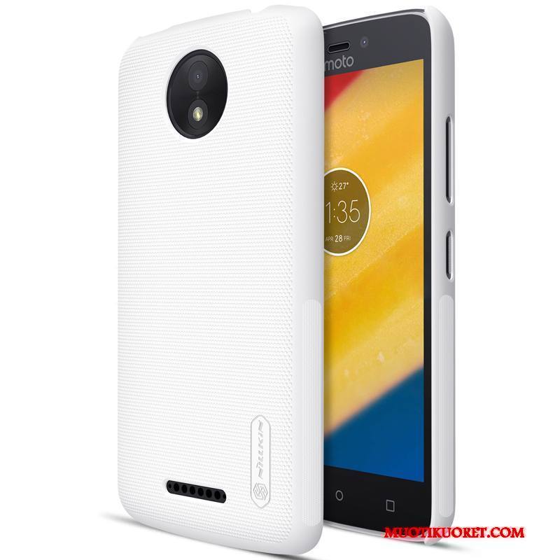 Moto C Plus Kova Valkoinen Suojaus Pesty Suede Kuori Kotelo Kulta
