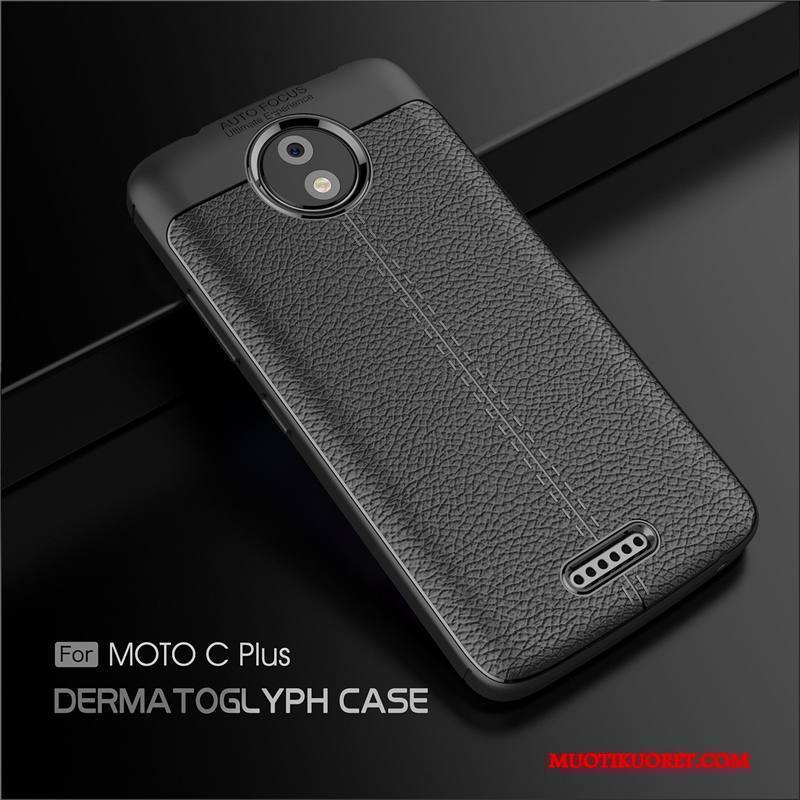 Moto C Plus Murtumaton Kuori Nahka Suojaus Musta Puhelimen Kuoret Pehmeä Neste