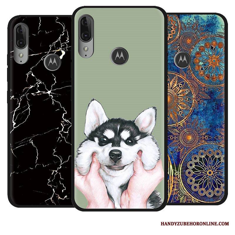 Moto E6 Plus Kuori Puhelimen Kuoret Pesty Suede Kotelo Maalaus Musta Trendi Luova