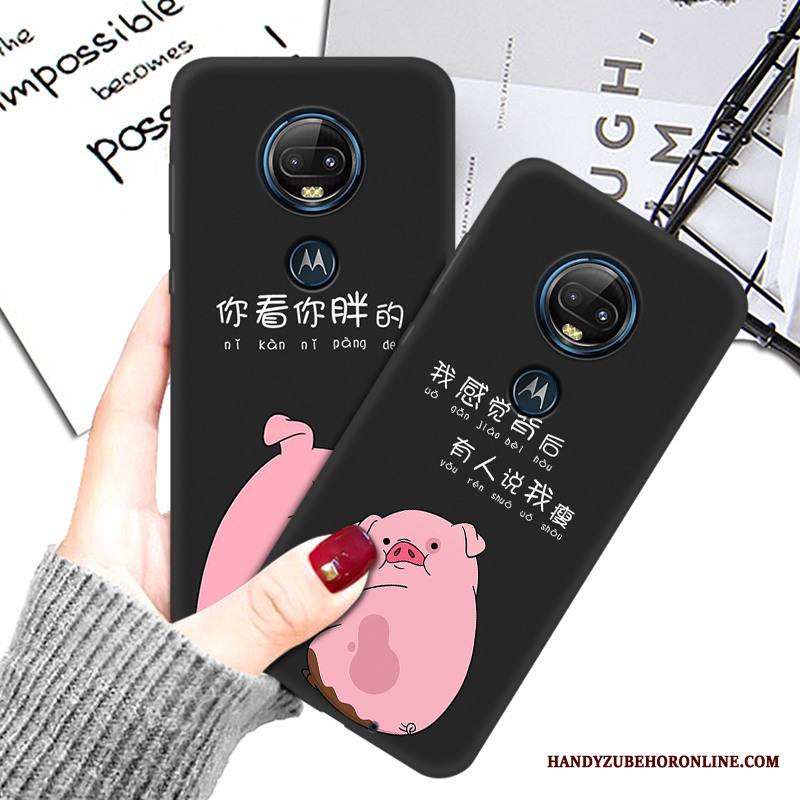 Moto G7 Plus Kuori Kotelo Musta Sarjakuva Luova Suojaus Puhelimen Kuoret