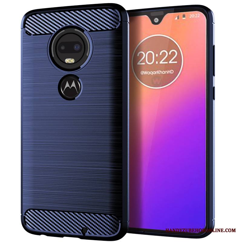 Moto G7 Plus Kuori Suojaus Johdin Kukkakuvio Kotelo Pehmeä Neste Silikoni Sininen
