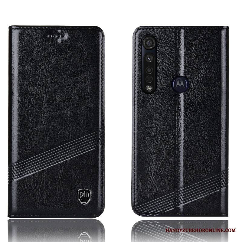 Moto G8 Plus Kuori All Inclusive Murtumaton Kotelo Kuoret Aito Nahka Musta Puhelimen Kuoret