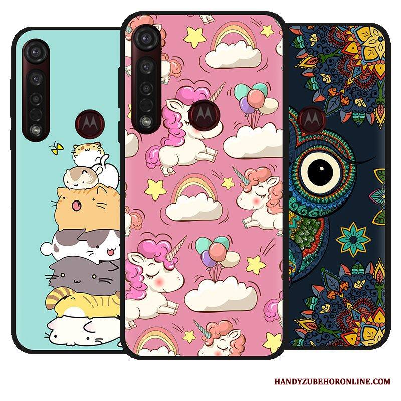 Moto G8 Plus Kuori Jauhe Pu Musta Luova Hyvä Myynti Sarjakuva Kotelo