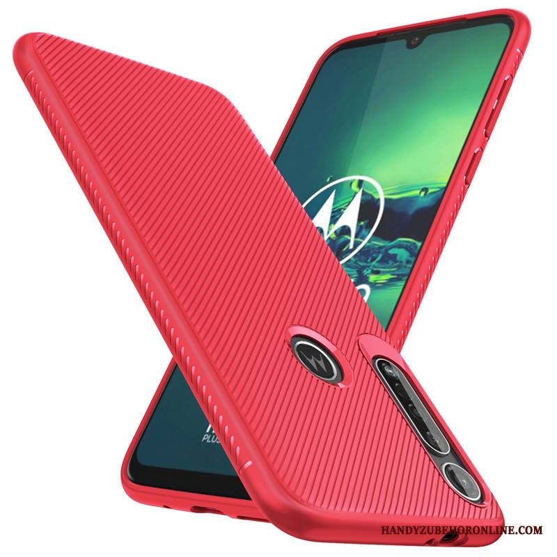 Moto G8 Plus Kuori Murtumaton Puhelimen Kuoret Kotelo Pehmeä Neste Punainen Suojaus