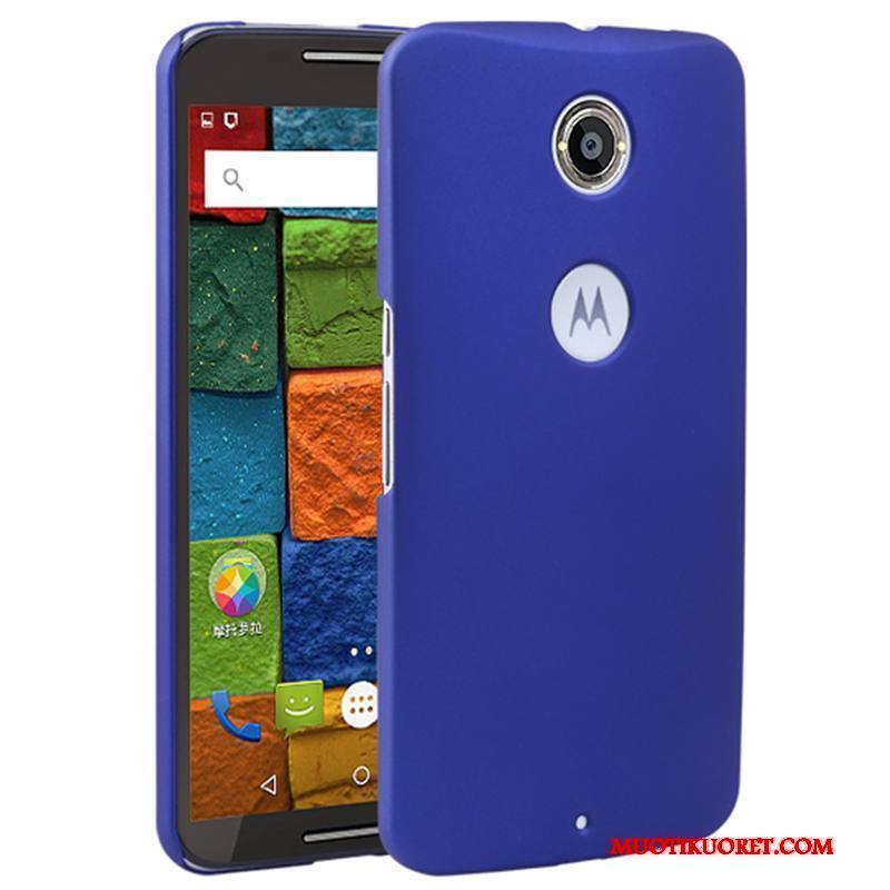 Moto Nexus 6 Suojaus Murtumaton Kuori Pesty Suede Kotelo Kova Sininen