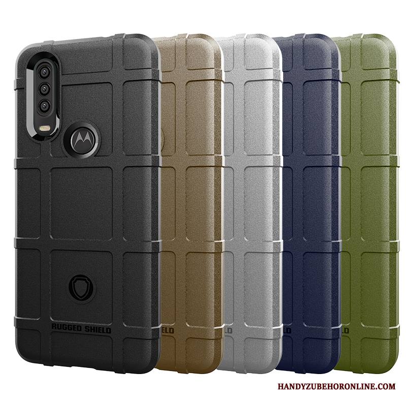 Motorola One Action Kuori Suojaus Pehmeä Neste Kotelo Hemming Pu Silikoni Musta