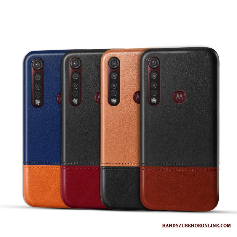 Motorola One Macro Kuori Nahkakotelo Liiketoiminta Suojaus Luova Puhelimen Kuoret Musta