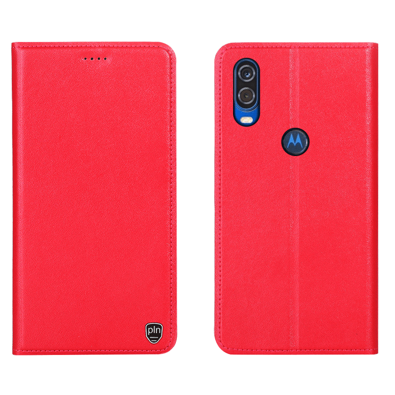 Motorola One Vision Kuori Aito Nahka All Inclusive Puhelimen Kuoret Punainen Kotelo Suojaus