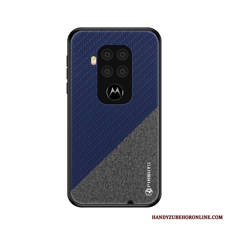 Motorola One Zoom Kuori Sininen Ultra Ohut Kukkakuvio Puhelimen Kuoret