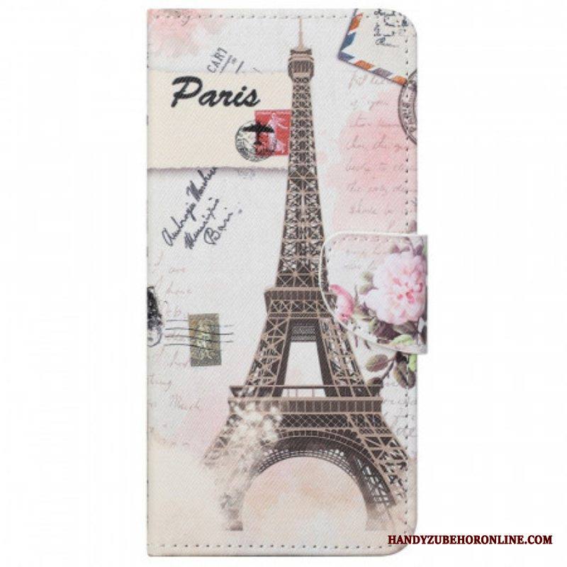 Nahkakotelo Moto G51 5G Retro Eiffel-torni