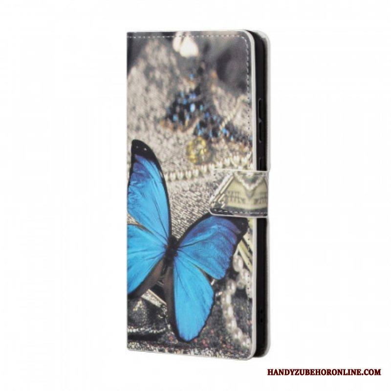 Nahkakotelo Samsung Galaxy A13 5G / A04s Sininen Perhonen