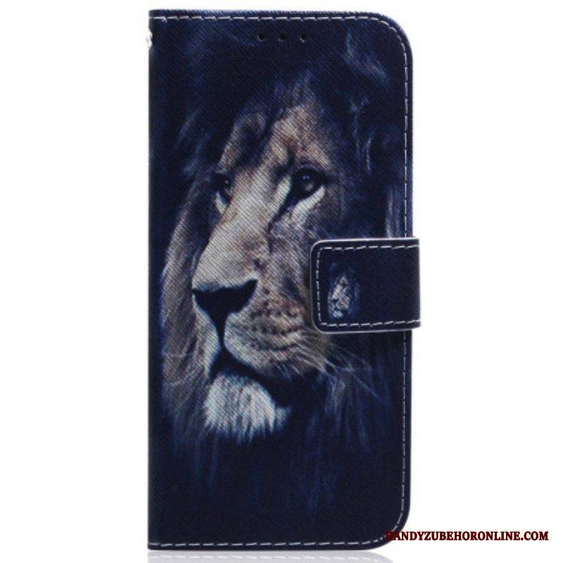 Nahkakotelo Samsung Galaxy M13 Suojaketju Kuori Lanyard Lion