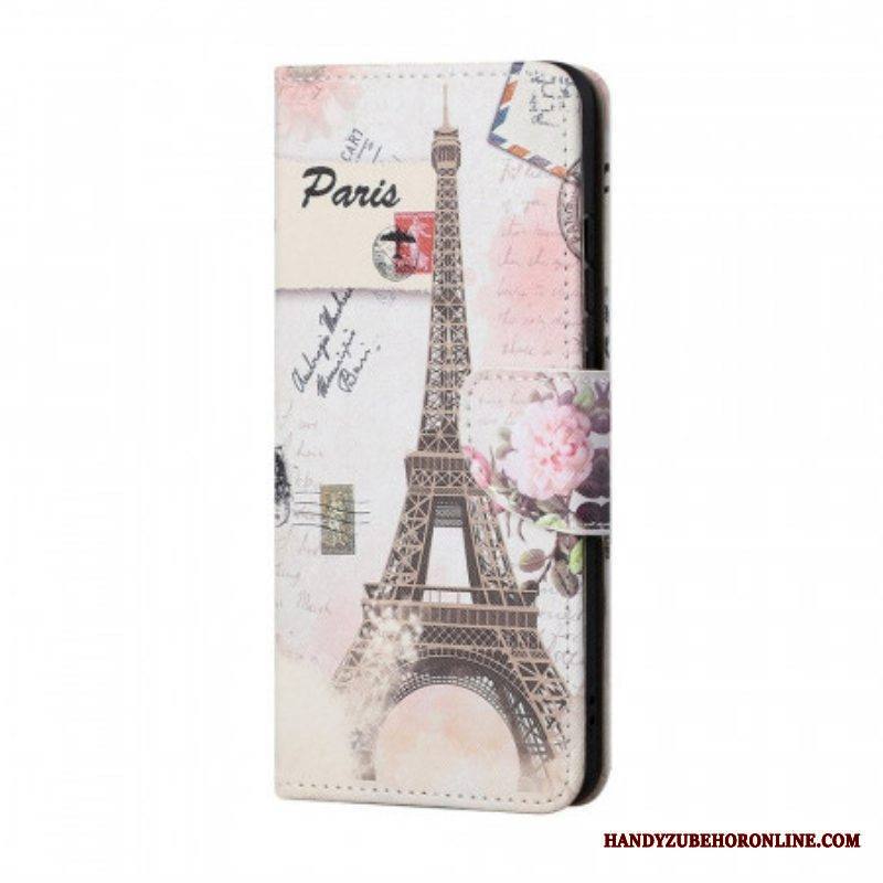 Nahkakotelo Samsung Galaxy M53 5G Vintage Eiffel-torni