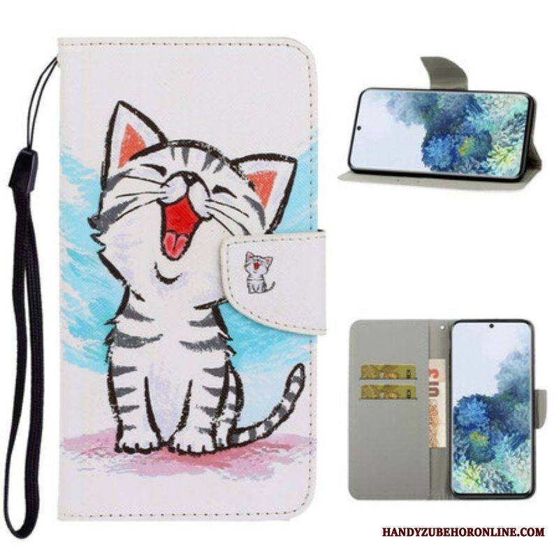 Nahkakotelo Samsung Galaxy S21 5G Suojaketju Kuori Strappy Color Kitten