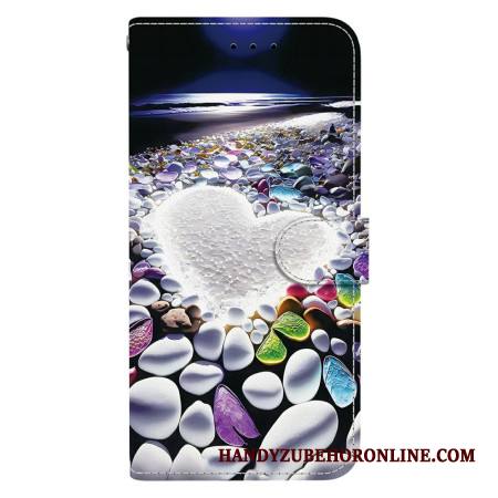 Nahkakotelo Sony Xperia 10 Vii Valkoinen Sydän