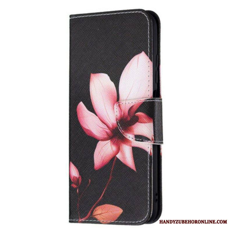 Nahkakotelo Xiaomi Redmi Note 10 5G Vaaleanpunainen Kukka