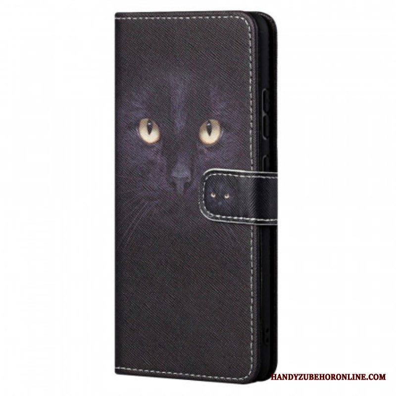 Nahkakotelo Xiaomi Redmi Note 11 Pro / 11 Pro 5G Suojaketju Kuori Strappy Black Cat Eyes