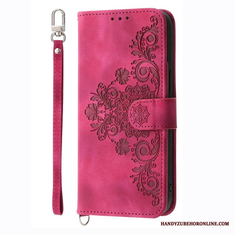 Nahkakotelo Xiaomi Redmi Note 14 4g Kukkakuvio Ja Hihnat