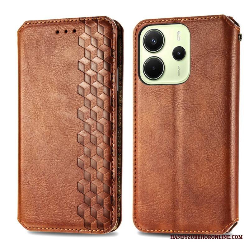 Nahkakotelo Xiaomi Redmi Note 14 4g Vintage-nahkakuvio Timanttikuviolla