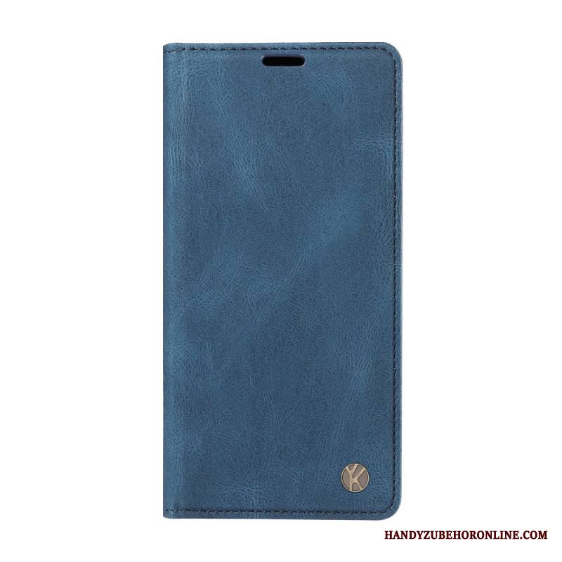 Nahkakotelo Xiaomi Redmi Note 14 4g Ykatu Ruskea Mokkanahkakuvio Suojakuori