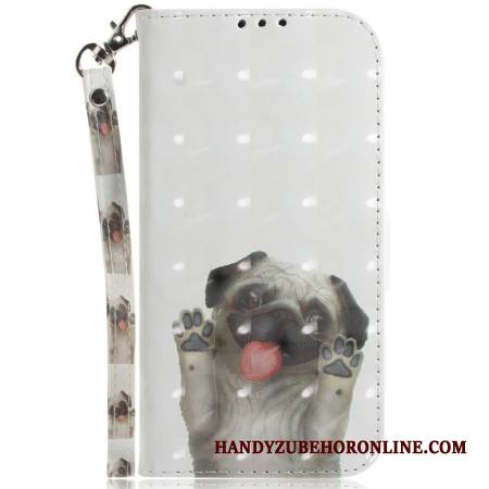 Nahkakotelo Xiaomi Redmi Note 14 5g Mopsikuvioinen Kaulanauha