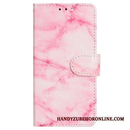 Nahkakotelo Xiaomi Redmi Note 14 Pro 4g Vaaleanpunainen Marmorikuvio