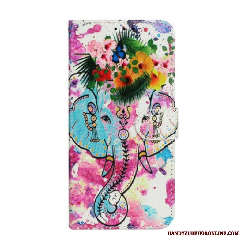 Nahkakotelo iPhone 13 Mini Elefantin Maalaus