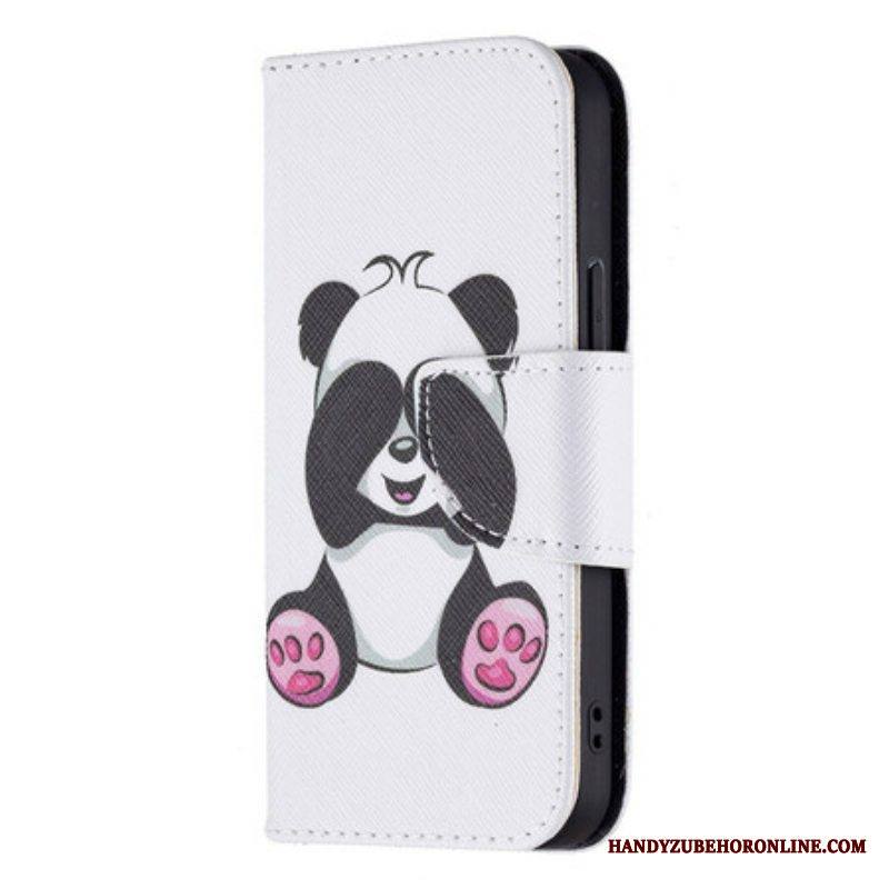 Nahkakotelo iPhone 13 Mini Panda Hauskaa