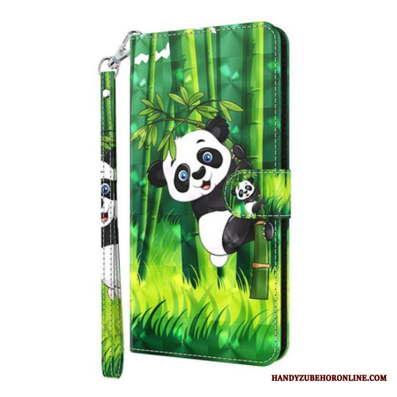Nahkakotelo iPhone 13 Mini Panda Ja Bambu