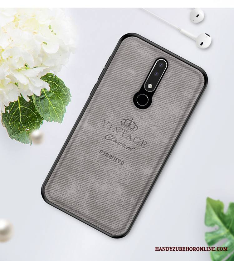 Nokia 3.1 Plus Kuori Harmaa Pesty Suede Puhelimen Kuoret Pehmeä Neste Kukkakuvio Uusi Ultra
