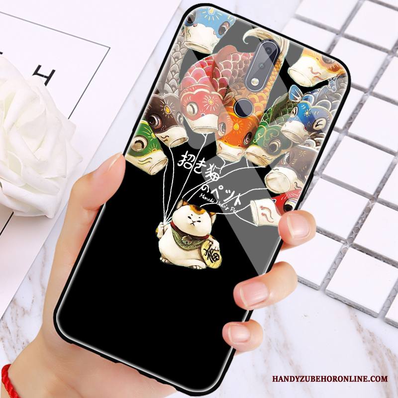 Nokia 7.1 Kuori Lasi Luova Kirkas Trendi Net Red Musta Puhelimen Kuoret