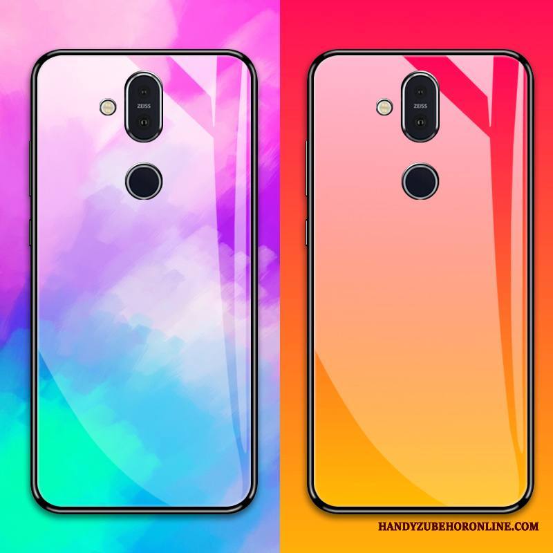 Nokia 8.1 Kuori Lasi Kaltevuus Puhelimen Kuoret Punainen Suojaus Kotelo Luova