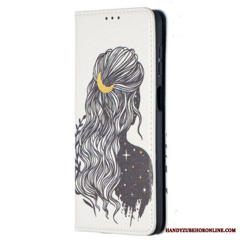 Puhelinkuoret Samsung Galaxy M12 / A12 Kotelot Flip Kauniit Hiukset